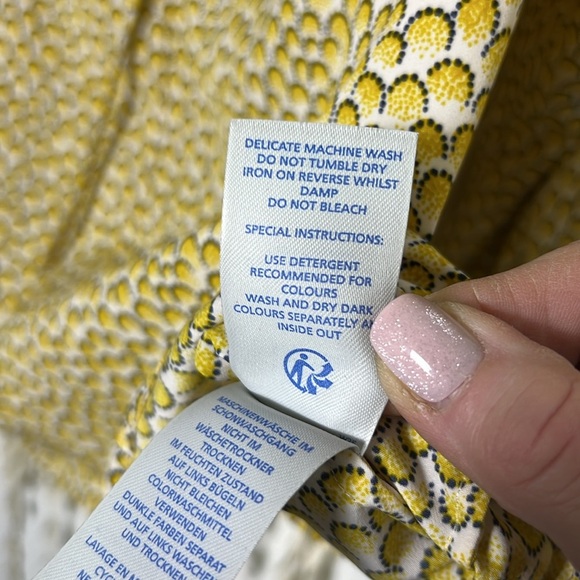 Boden Polly Marigold Yellow Crescent Print Peasant Blouse M/L - Picture 12 of 13